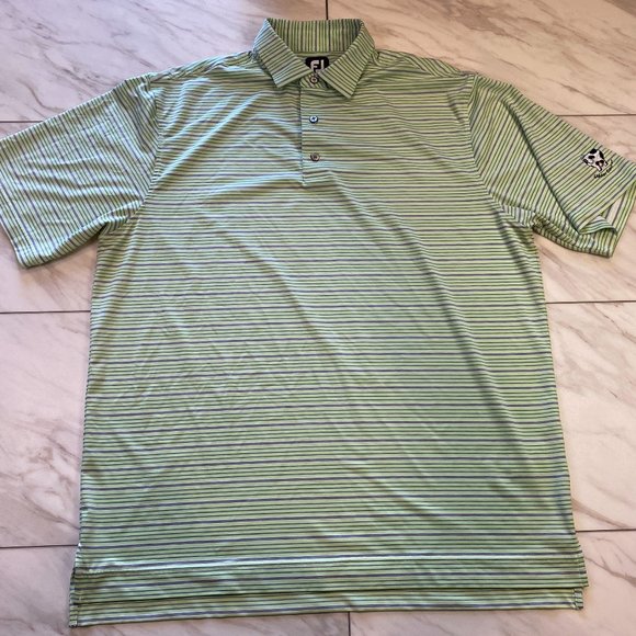 FootJoy Performance Golf Polo Green Gray Stripe Udder Course Stonewall XL - Picture 2 of 6